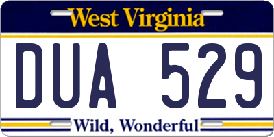 WV license plate DUA529