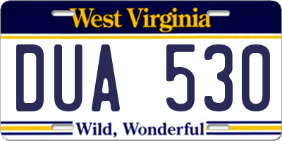 WV license plate DUA530