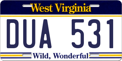 WV license plate DUA531