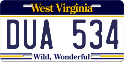 WV license plate DUA534