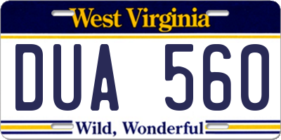 WV license plate DUA560