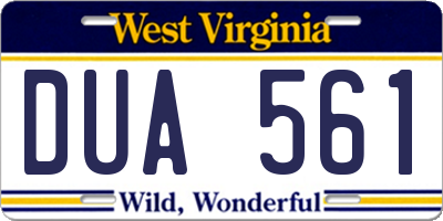 WV license plate DUA561