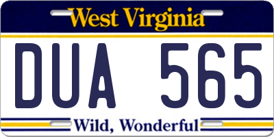 WV license plate DUA565