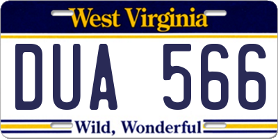 WV license plate DUA566