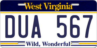 WV license plate DUA567