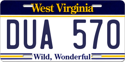 WV license plate DUA570