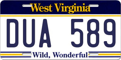 WV license plate DUA589