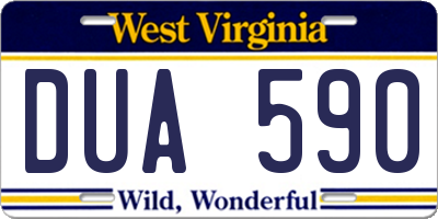 WV license plate DUA590