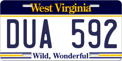 WV license plate DUA592