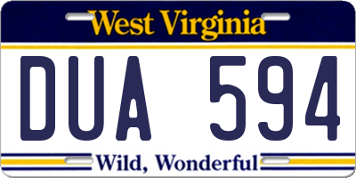 WV license plate DUA594