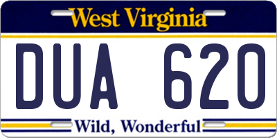 WV license plate DUA620