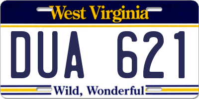 WV license plate DUA621