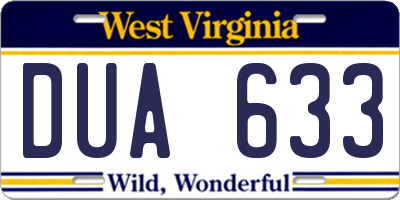 WV license plate DUA633