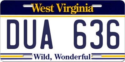 WV license plate DUA636