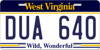 WV license plate DUA640