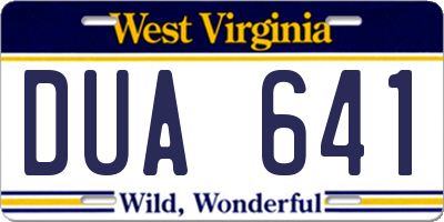 WV license plate DUA641