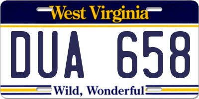WV license plate DUA658