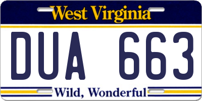 WV license plate DUA663