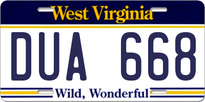 WV license plate DUA668