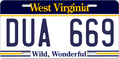 WV license plate DUA669