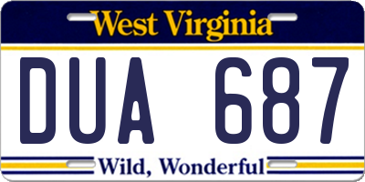 WV license plate DUA687