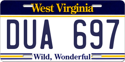 WV license plate DUA697