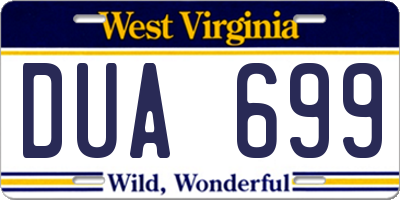 WV license plate DUA699