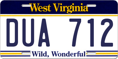 WV license plate DUA712