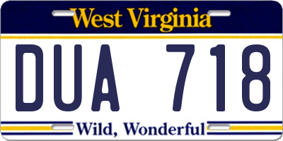 WV license plate DUA718