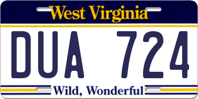 WV license plate DUA724