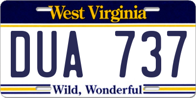 WV license plate DUA737