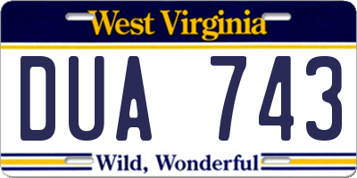 WV license plate DUA743