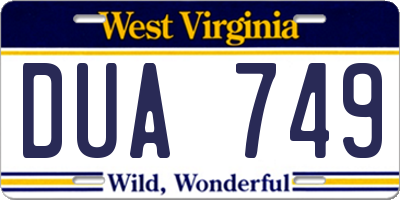 WV license plate DUA749