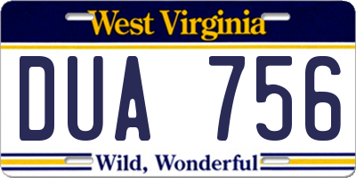 WV license plate DUA756