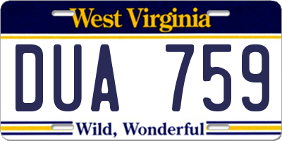WV license plate DUA759