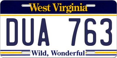 WV license plate DUA763