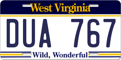 WV license plate DUA767