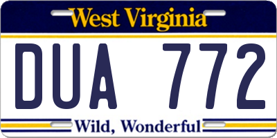 WV license plate DUA772