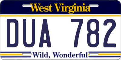 WV license plate DUA782