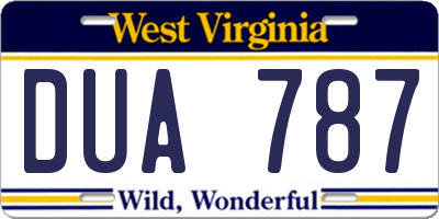 WV license plate DUA787