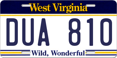 WV license plate DUA810