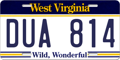 WV license plate DUA814