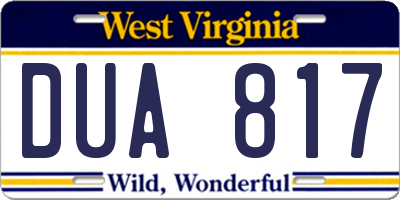 WV license plate DUA817