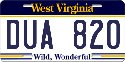 WV license plate DUA820