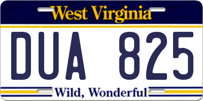 WV license plate DUA825
