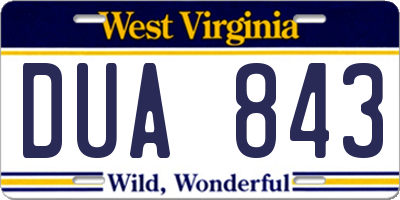 WV license plate DUA843