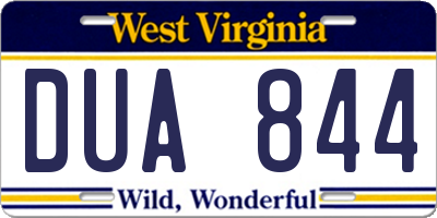 WV license plate DUA844