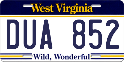 WV license plate DUA852