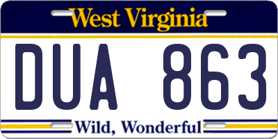 WV license plate DUA863