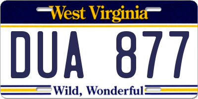 WV license plate DUA877